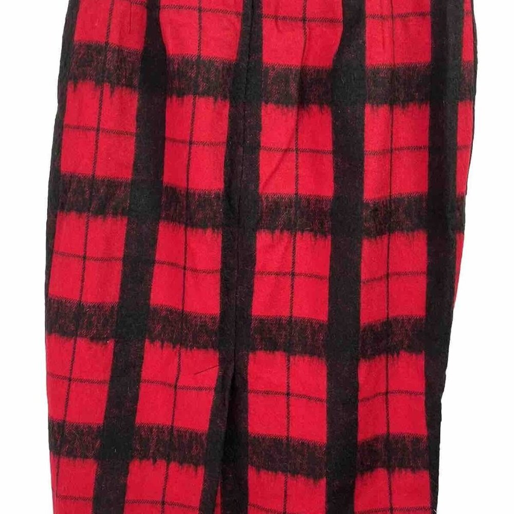 Talbots Women's Sz 2 Red Black Holiday Plaid Wool Pencil Skirt Lined Knee Work - Picture 4 of 6